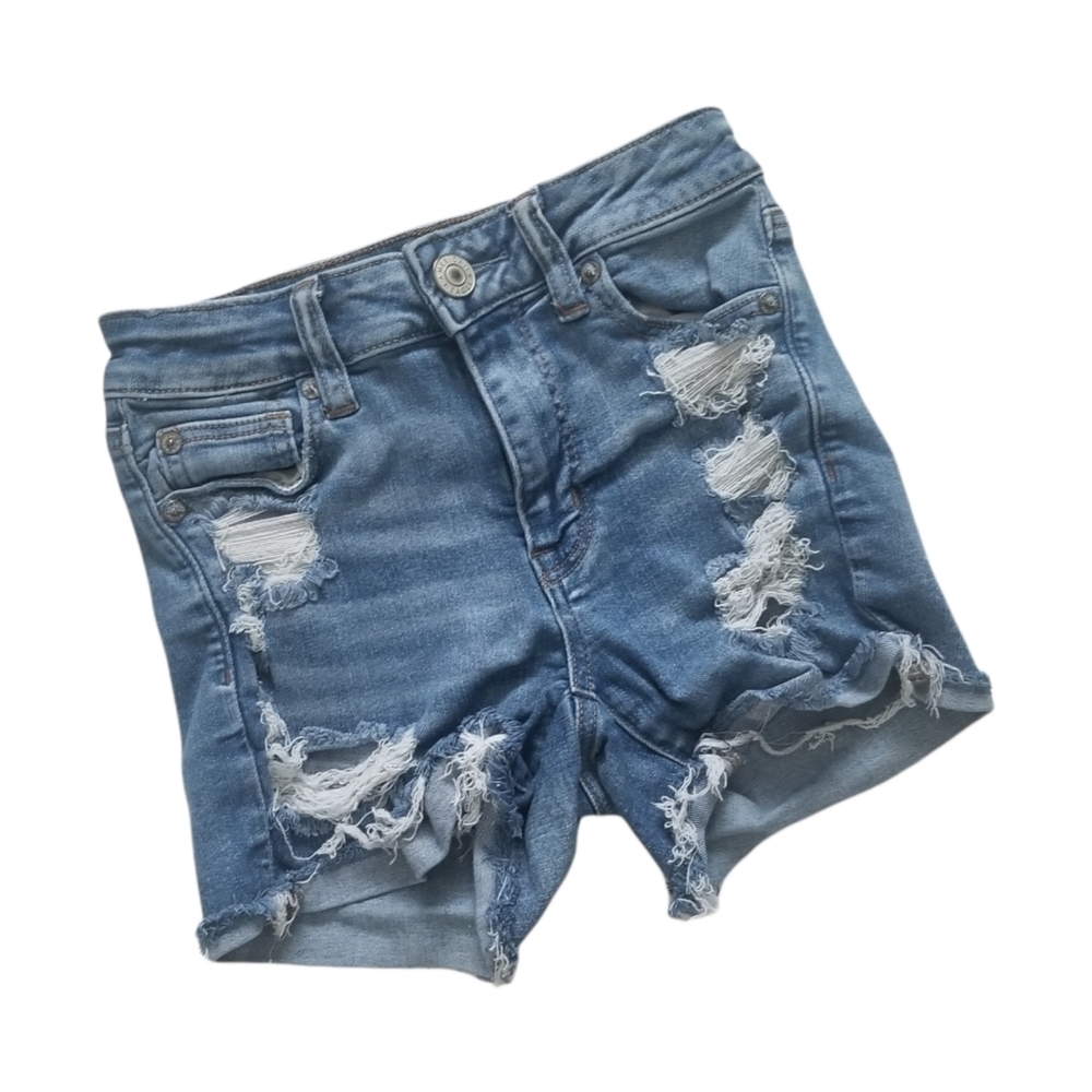 American Eagle Next Level Stretch Distressed Cuffed Midi Size 0 Shorts.